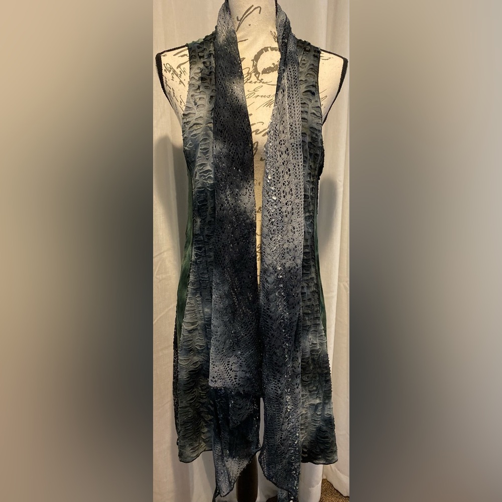 Vintage Concept Patchwork Sleeveless Cardigan Ves… - image 1